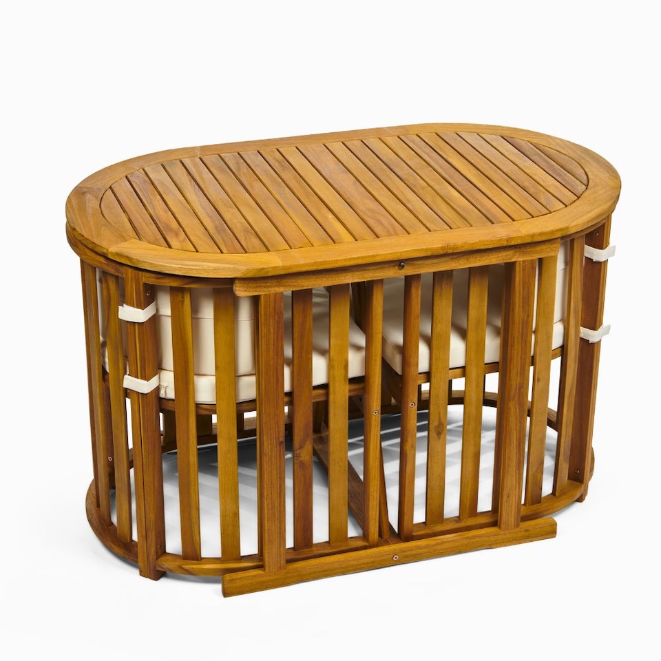 image 1 of Greenhurst Chiltern Compact 2-Seater Dining Set – Acacia Wood with Cushions