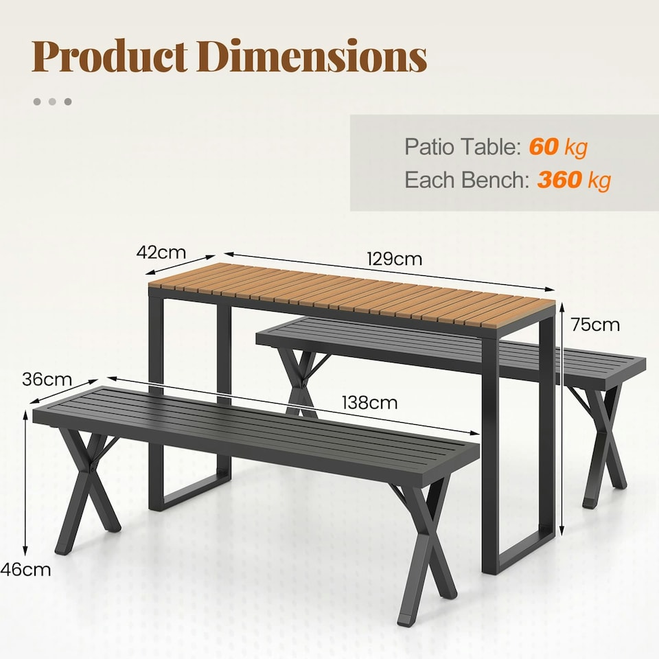 image 1 of COSTWAY Outdoor Rectangle Patio Side Table w/Metal Frame Brown