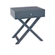 image 6 of Options 1 Drawer X-Frame Bedside Table - Painted Finish, Polished Metal Handle | Blue | Blue | One Size | 1