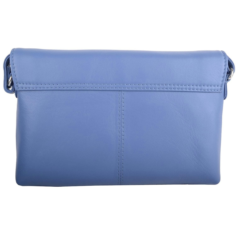 image 1 of Premium Soft Genuine Leather Cross Body Shoulder Bag, Tassel Detail Blue | Slate Blue