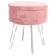 image 1 of Harbour Housewares Round Velvet Storage Footstool - H45 x D36cm - Pink/Silver | Pink | Pink/Silver