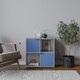 image 2 of 4-Cube Shelving Unit With Wooden Doors - Square | Grey | Grey & Blue | 1