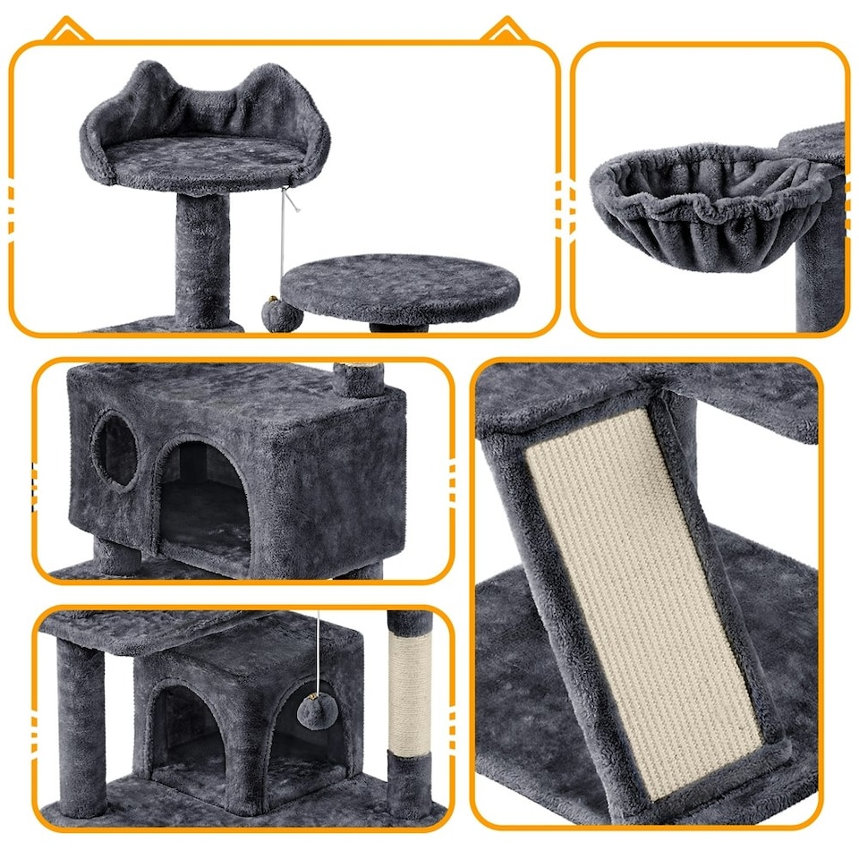 image 1 of Yaheetech 146 cm Multilevel Indoor Cat Tree Tower for Kittens Black