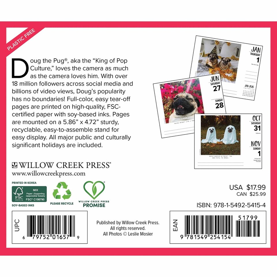 image 1 of Doug The Pug Desk Calendar 2026