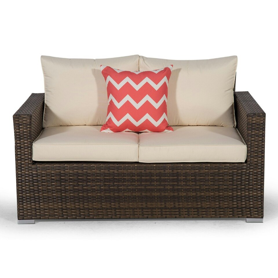 image 1 of Giardino Sydney Rattan 2 Seater Loveseat Sofa Grey | Grey