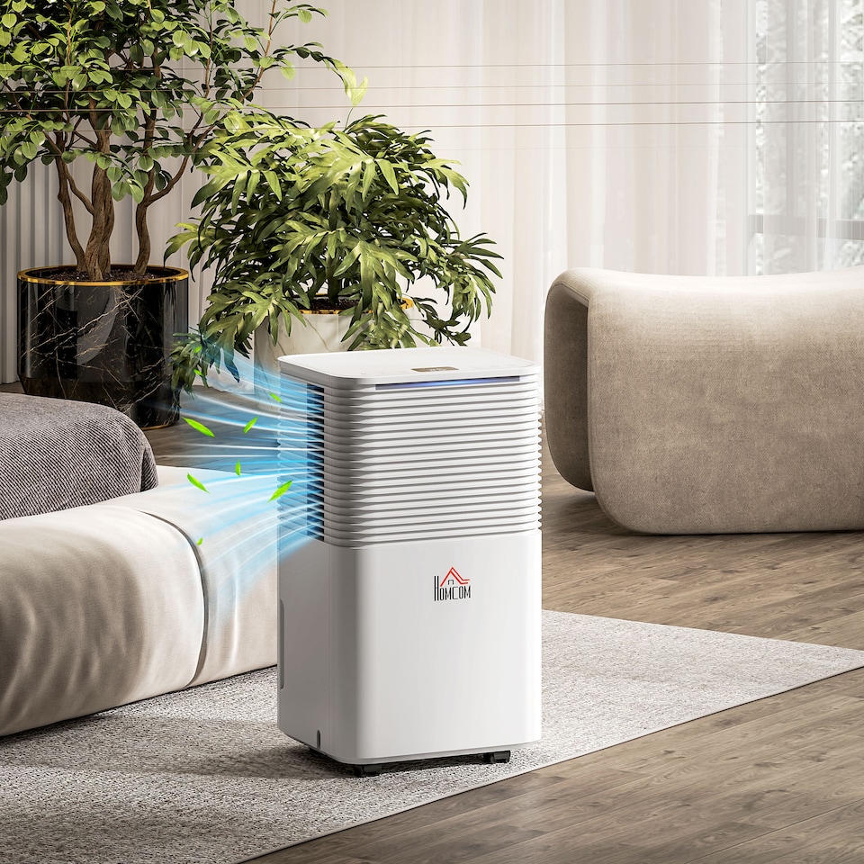 image 1 of HOMCOM 10LDay Dehumidifier with 2L Water Tank, Laundry Drying, Automatic Humidity Sensor, Electric Portable Dehumidifier with 24H Timer, 3 Modes for Home Damp, Mould and Condensation