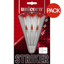 Unicorn Striker Tungsten Darts (Pack of 3) - Silver/Red - 22g