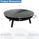 image 3 of 23 Inch Large Round Steel Fire Pit Garden Camping Burner & BBQ Grill