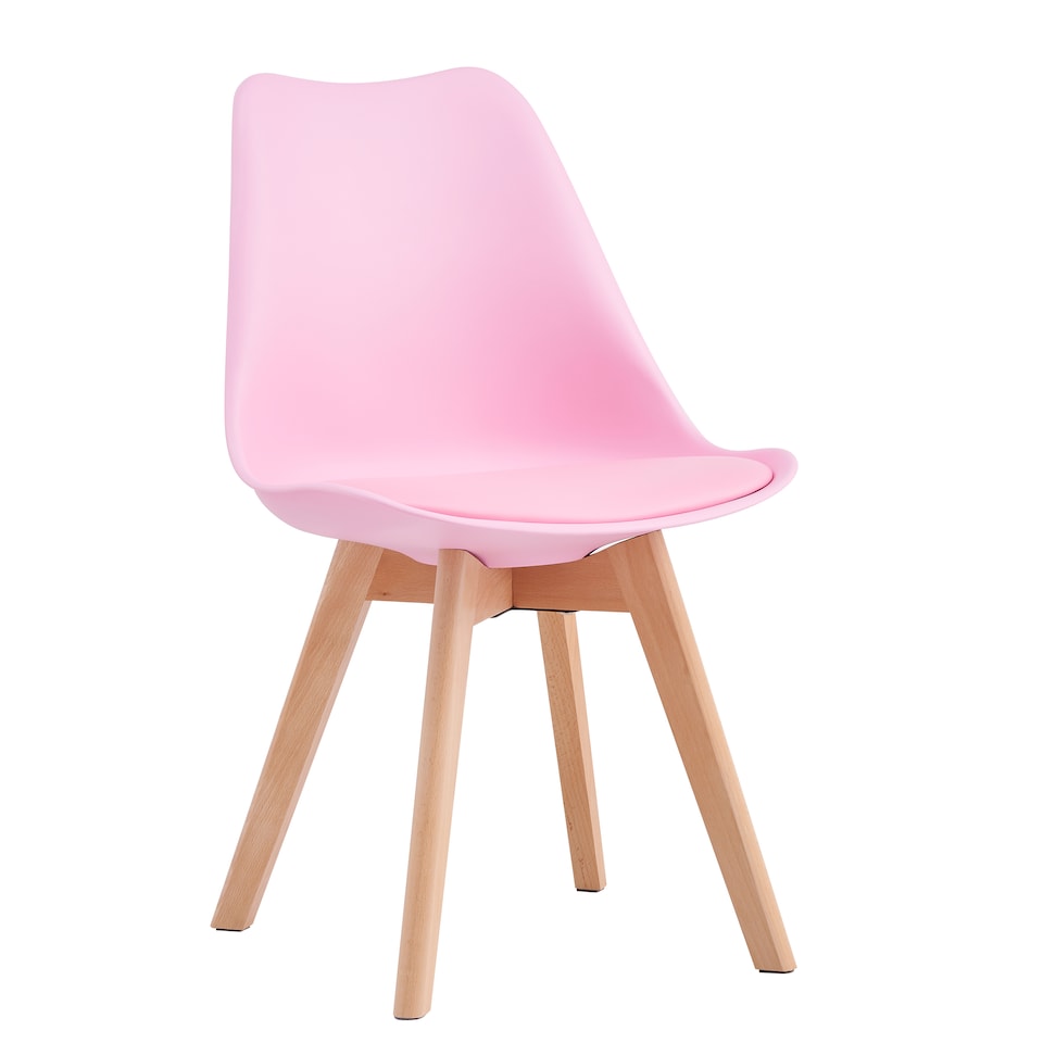image 1 of Set of 2 Dining Chairs with Solid Wooden Legs and Seat Cushion Pad Pink- Eva by MCC