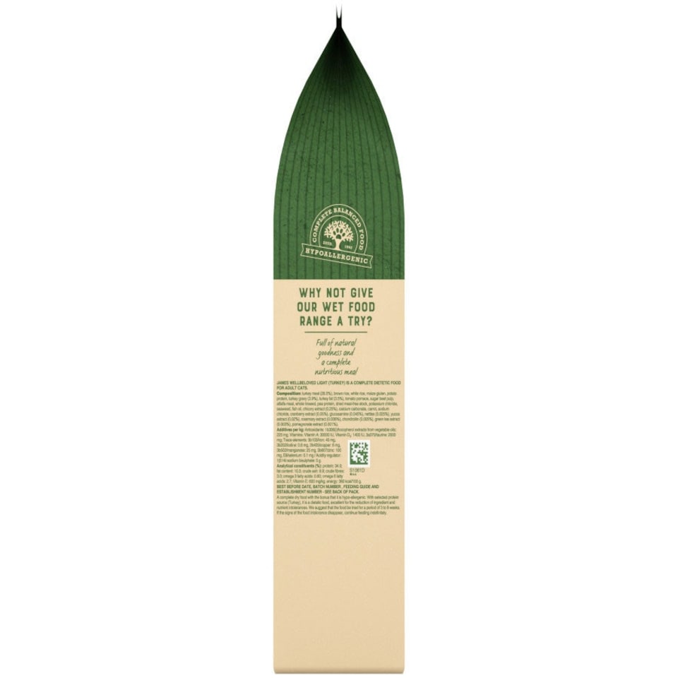 image 1 of James Wellbeloved Adult Cat Light Turkey and Rice Cat Food 1.5kg