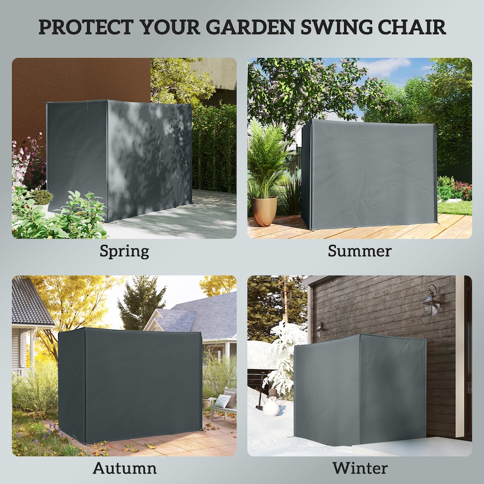 image 1 of Outsunny 3 Seater Garden Swing Cover, Windproof and Anti-UV, Grey