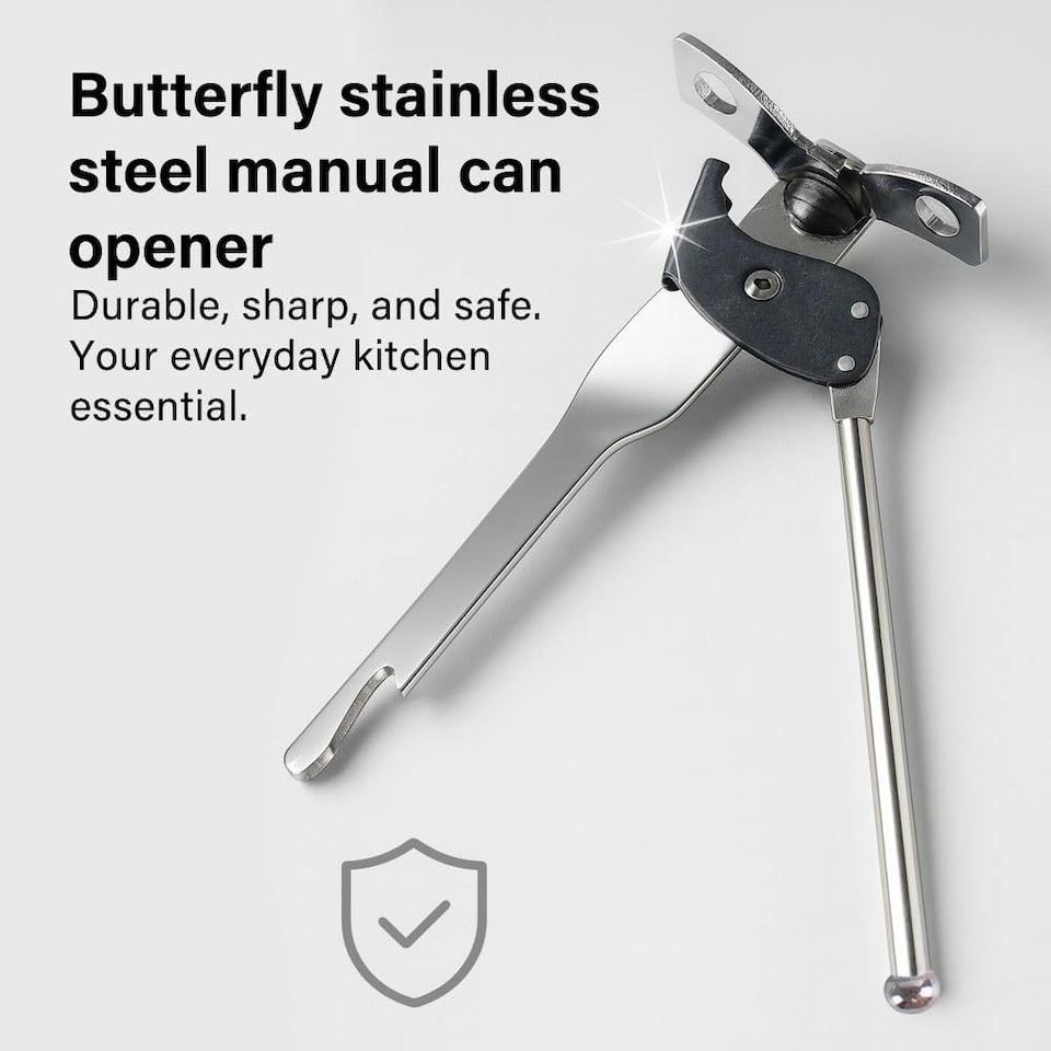 image 1 of Butterfly Stainless Steel Manual Can Bottle Opener Durable Smooth Edge Rust Free