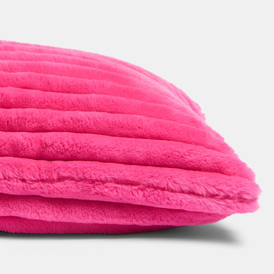 image 1 of OHS Ribbed Faux Fur Bolster Pillow Soft Maternity Support Cushion | Pink | One Size