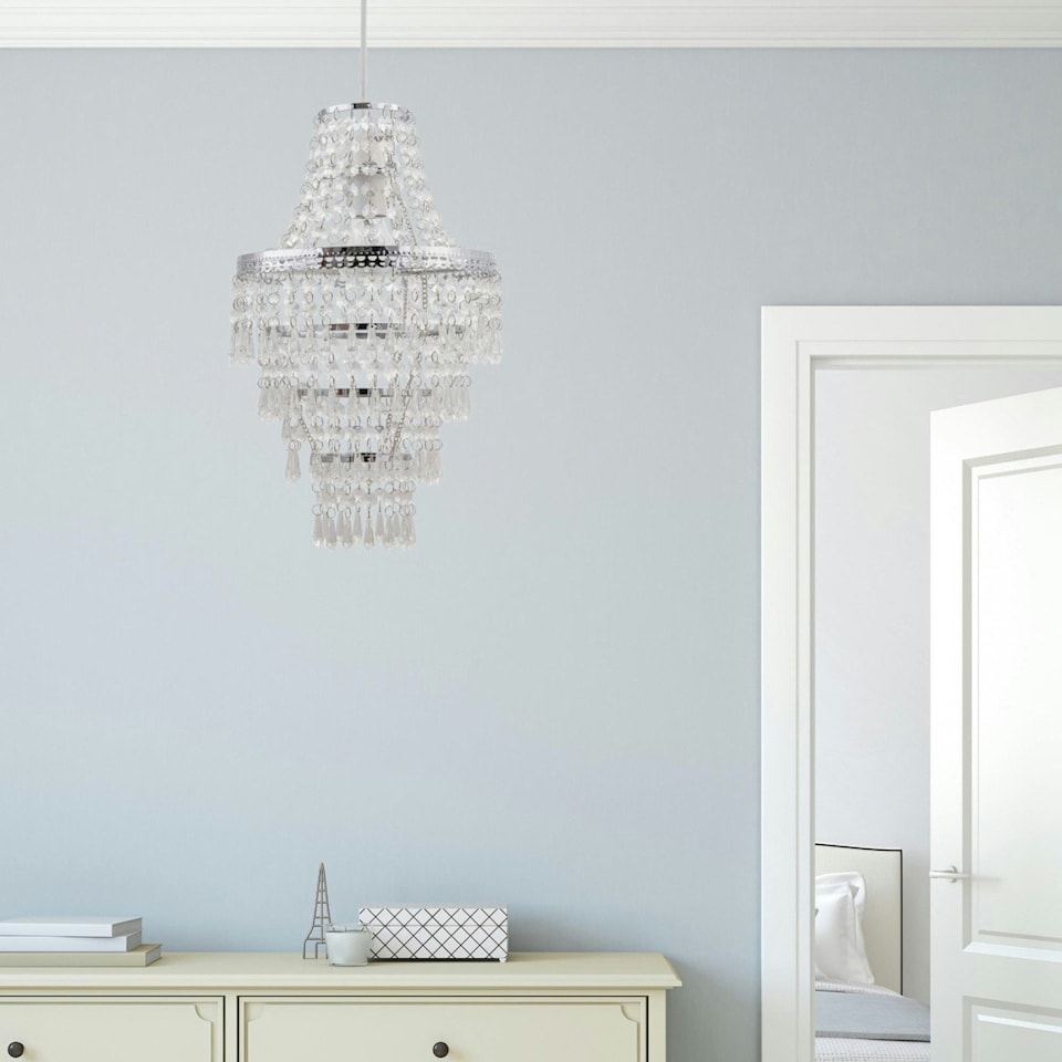 image 1 of First Choice Lighting Chrome Tiered Chandelier Style Light Shade Clear | Chrome