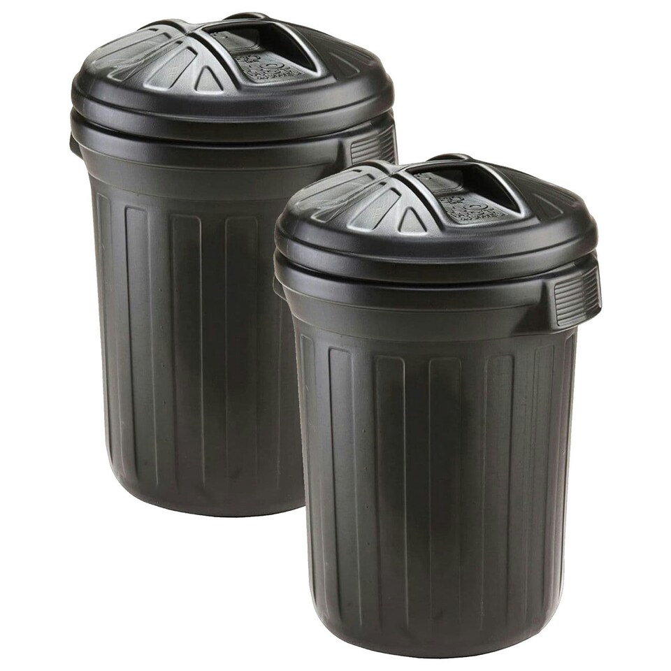 image 1 of 1 x 80 Litre Shatterproof Refuse Bin With Lid Ideal For Indoor & Outdoor Use Black