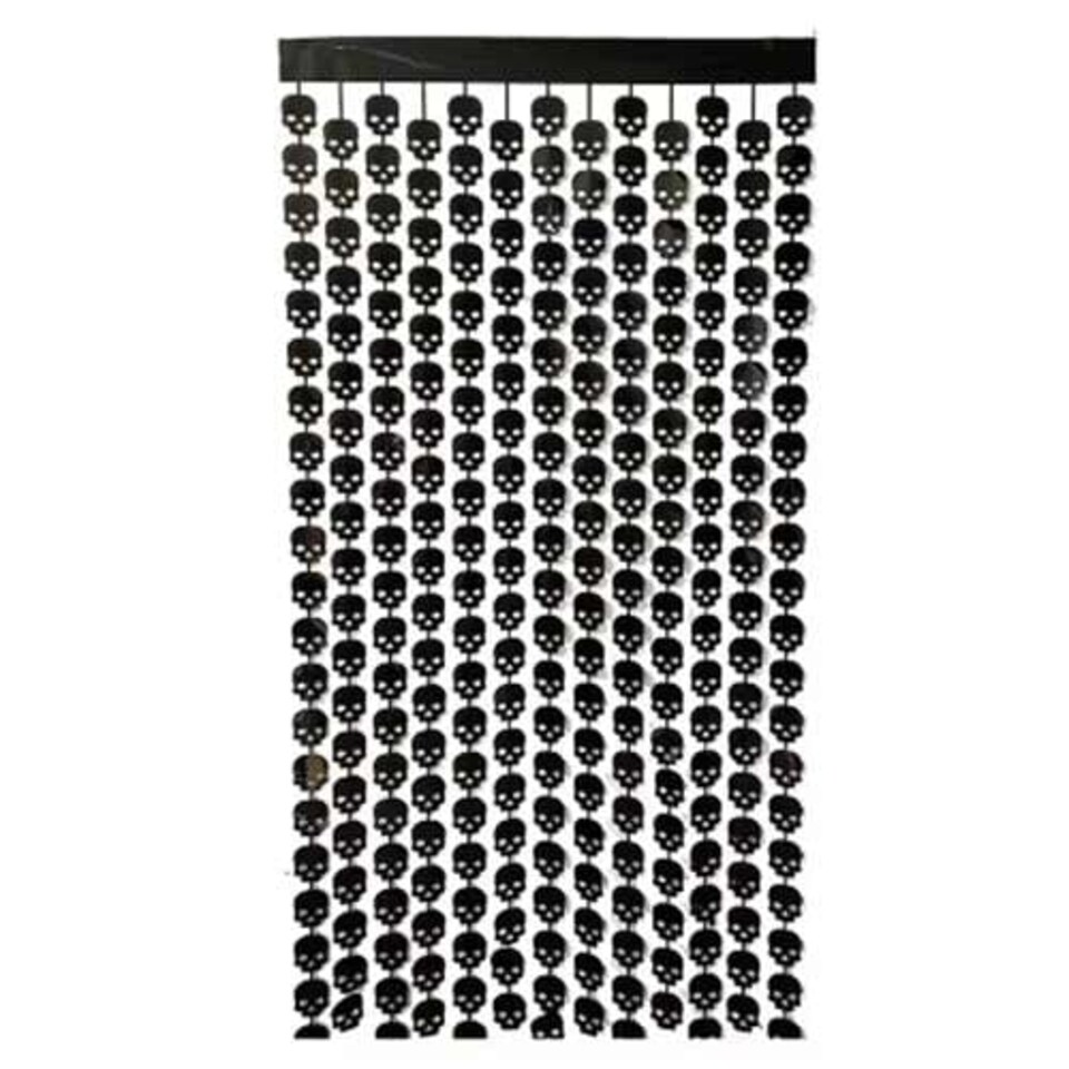 Black Skull Plastic Fringe Curtain Halloween Backdrop 2m x 98cm