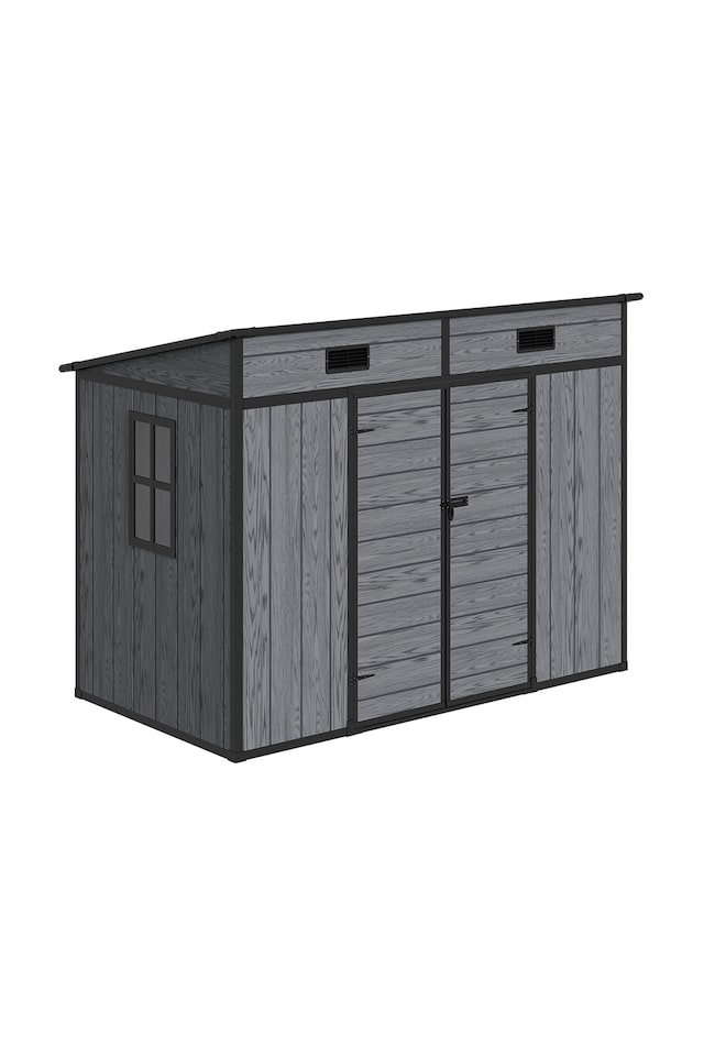 image 1 of Living and Home 8x4FT Outdoor Garden Storage Shed, Dark Grey | Grey | Dark Grey | 1
