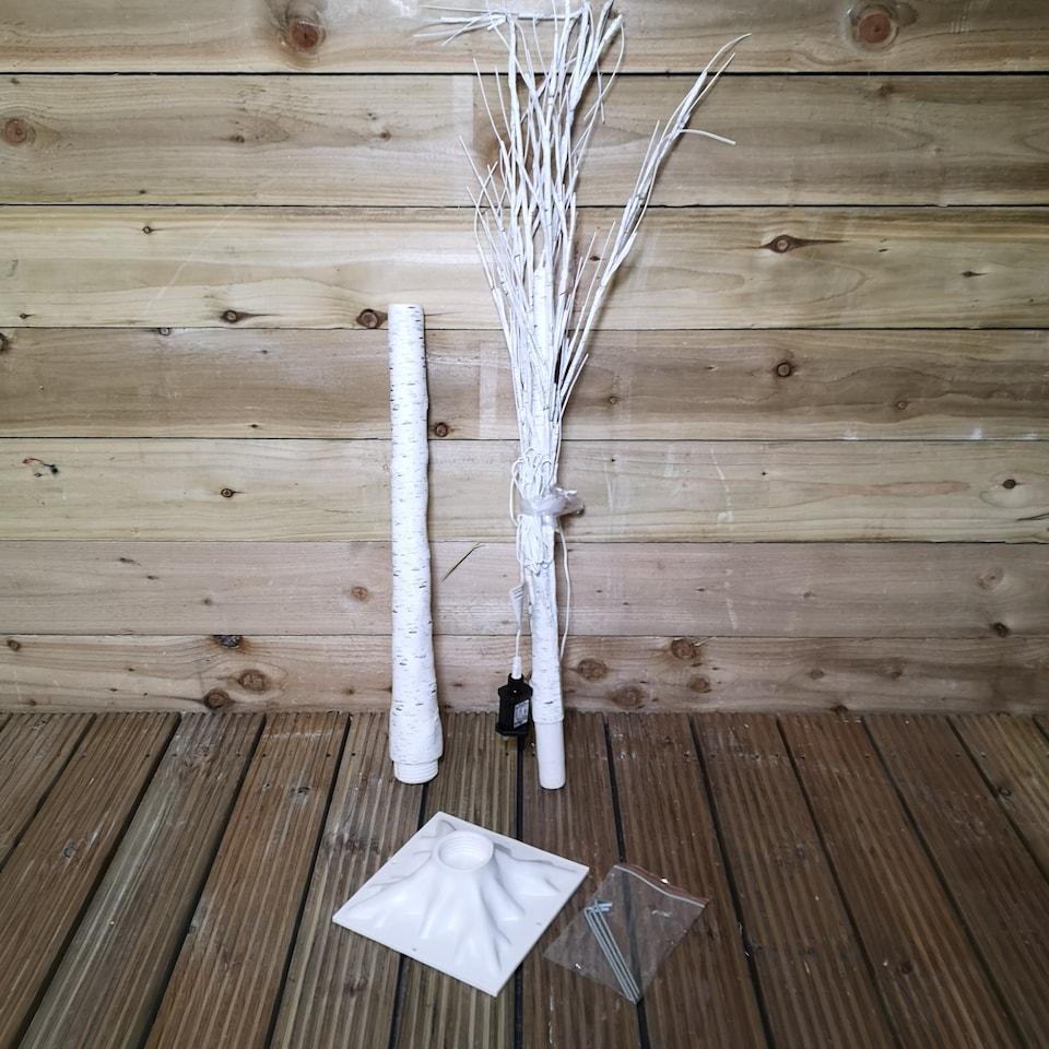image 1 of 1.8m (6ft) Indoor Outdoor Christmas Lit Birch Tree with 80 Ice White LEDs