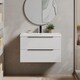 image 2 of Balterley Fluted Front Wall Hung 2-Drawer Bathroom Vanity Unit with 1 Tap Hole Basin, Handles | White | Satin White