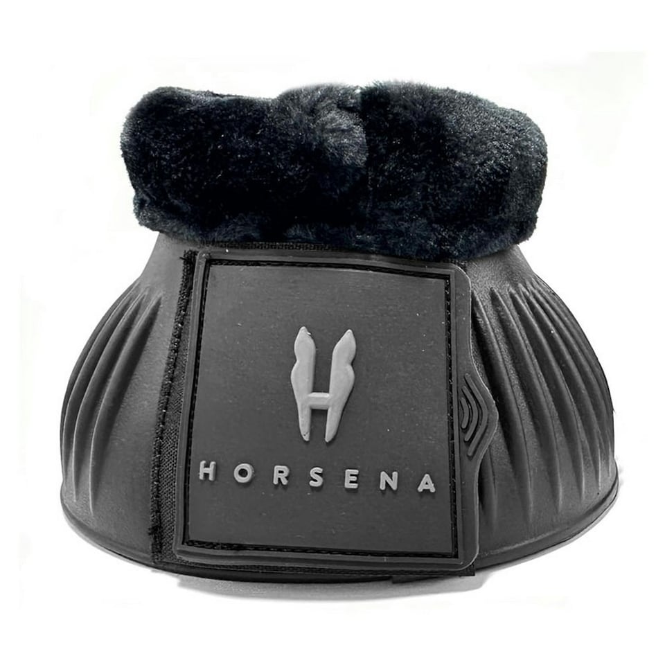 image 1 of Horsena Pro-Light Faux Fur Horse Bell Boots - Black - L