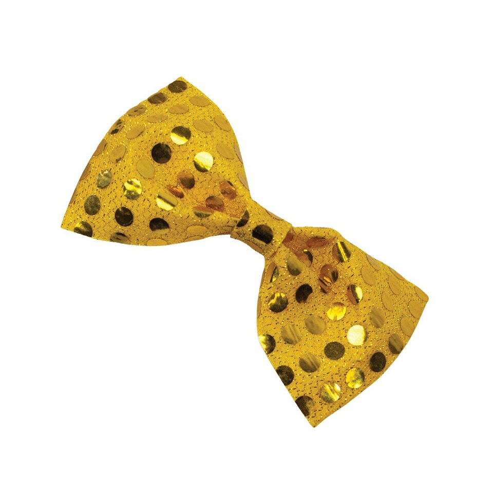 image 1 of Bristol Novelty Sequin Bow Tie - Gold - One Size One Size