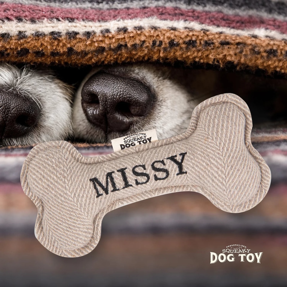 image 1 of History & Heraldry Pre-Personalised Squeaky Bone Dog Toy - Missy