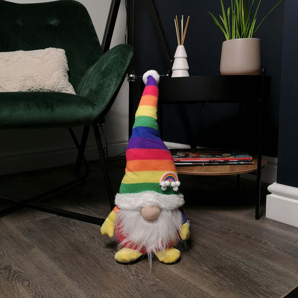 image 1 of 45cm Sitting Plush Christmas Gonk Decoration in Rainbow