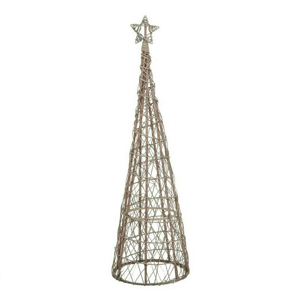 image 1 of Large Led Christmas Tree with Star - Wicker - L40 x W40 x H130 cm - Brown