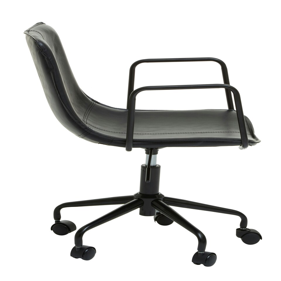 image 1 of Interiors by Premier Claw Base Black Leather Home Office Chair, Upholstered Seat Of Office Chair, Height Adjustable Swivel Chair