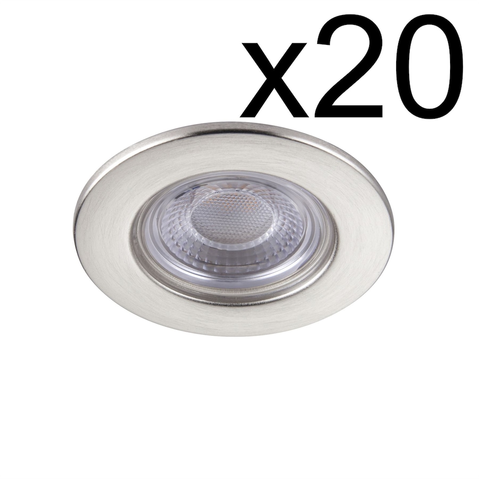 image 1 of Set of 20 Satin Nickel Fire Rated 6W LED 3000K Recessed Downlights