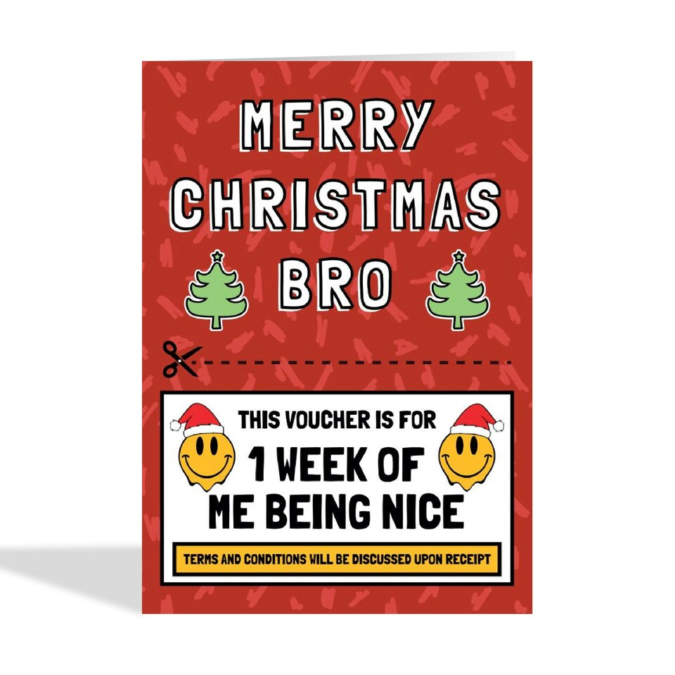 image 1 of Funny Christmas Card - Brother - Nice Voucher