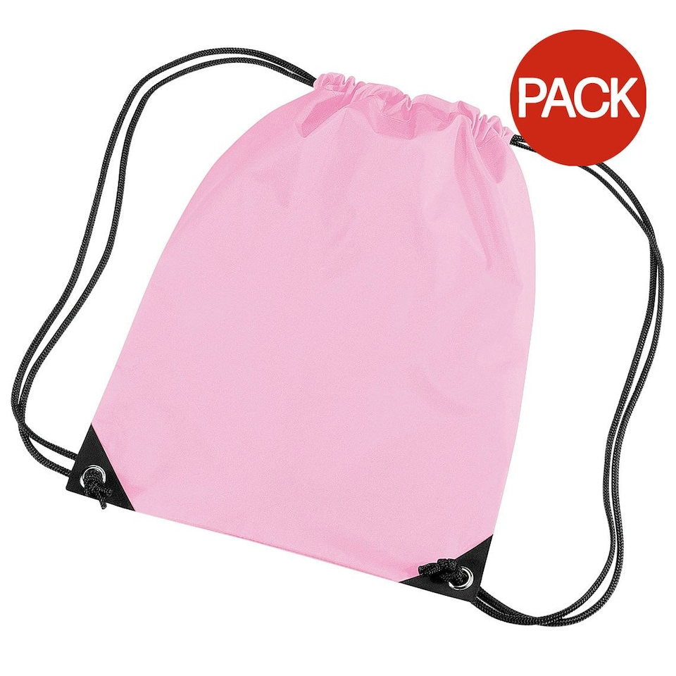Bagbase Premium Gymsac Water Resistant Bag (11 Litres) (Pack Of 2) - Classic Pink - One Size | Pink | One Size