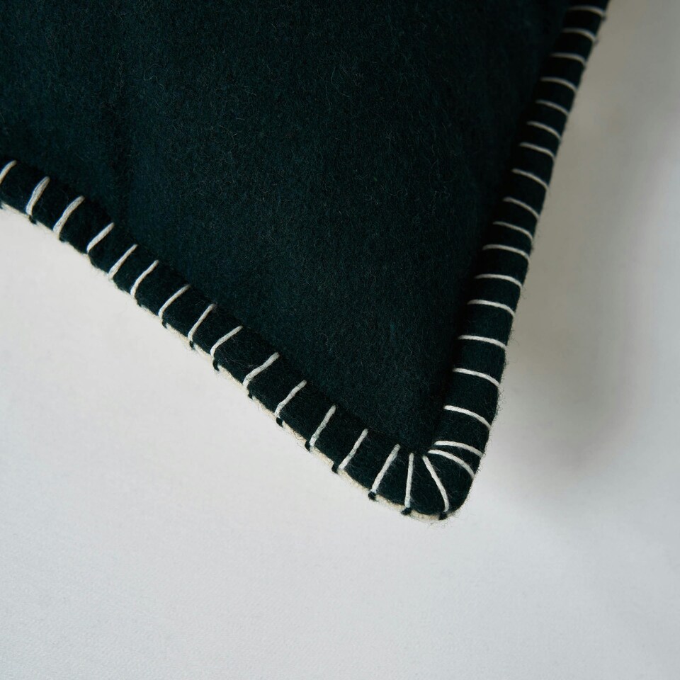 image 1 of BHS Felt Cushion with Blanket Stitch, Green