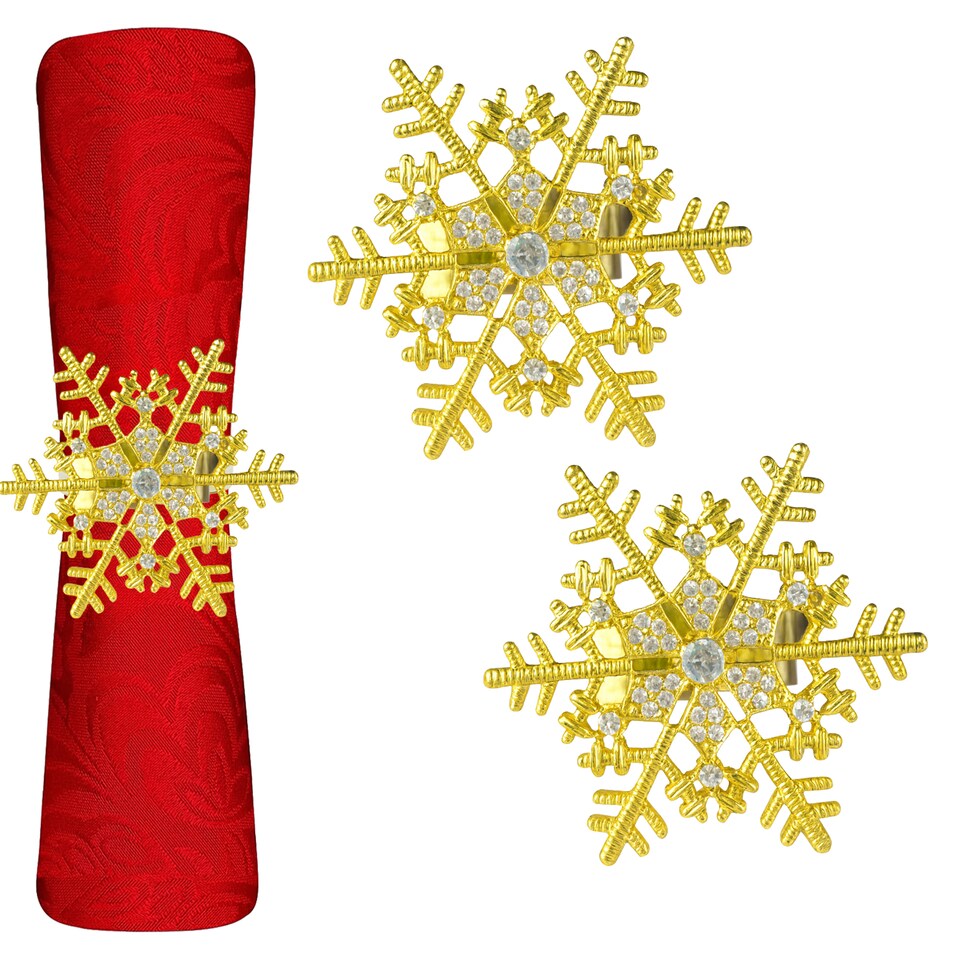 image 1 of 1pc Snowflake Napkin Rings, Napkin Holder with Diamante Rhinestone