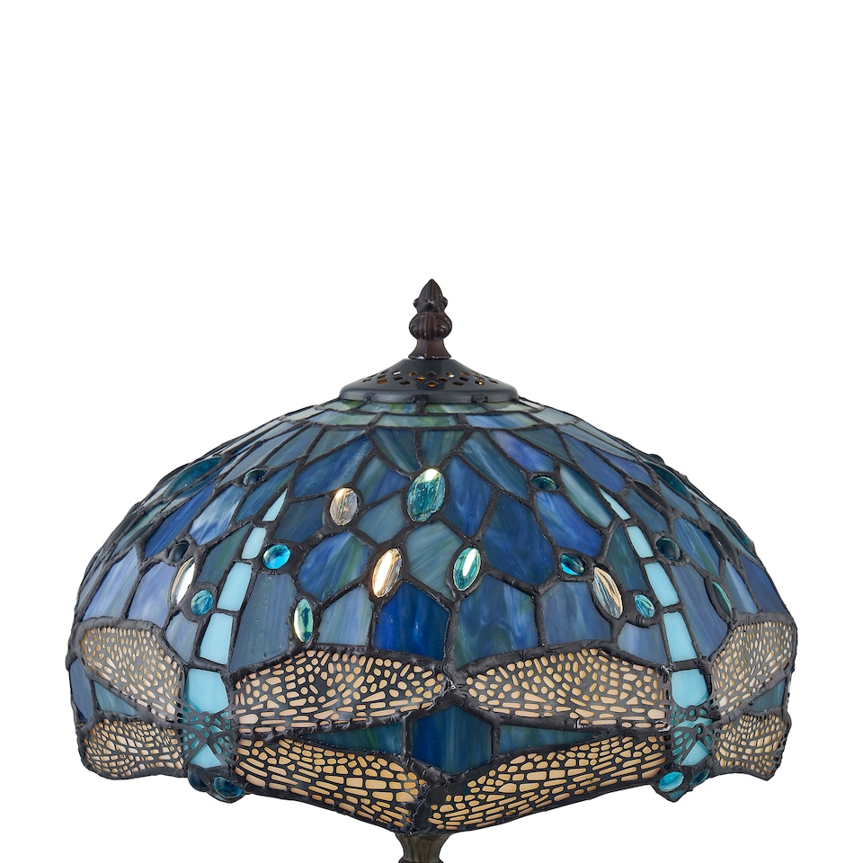 image 1 of Set of 2 Beaumont - Tiffany Dragonfly Coloured Glass 47cm Table Lamps