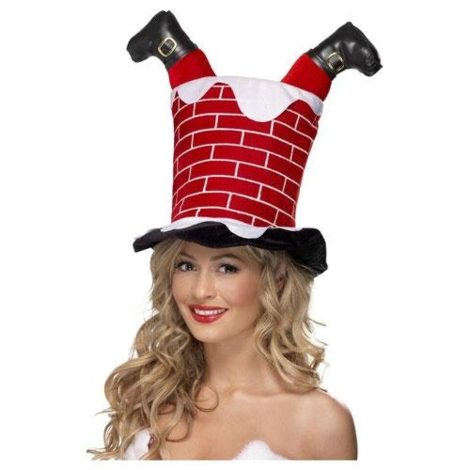 image 1 of Santa Claus Stuck in Chimney Christmas Fancy Dress Costume Hat Multi | One Size