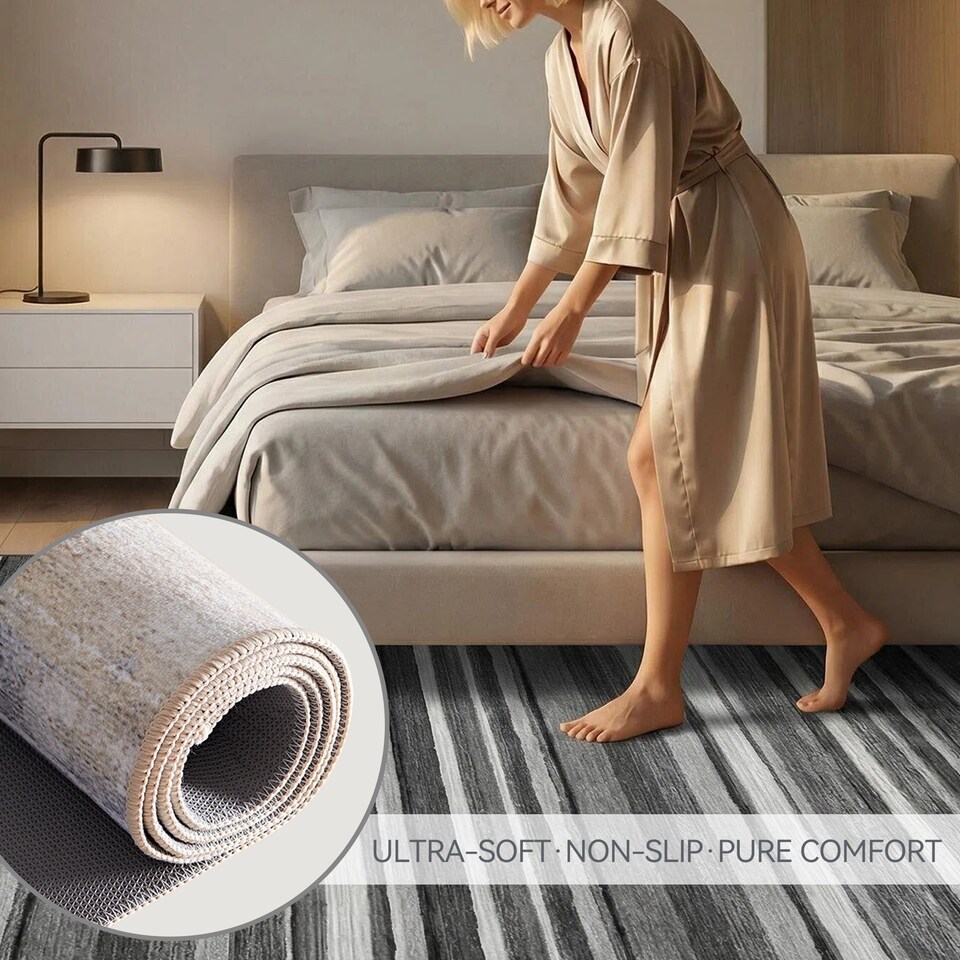 image 1 of Short Pile Rectangular Hexagon Pattern Rug 60x110cm