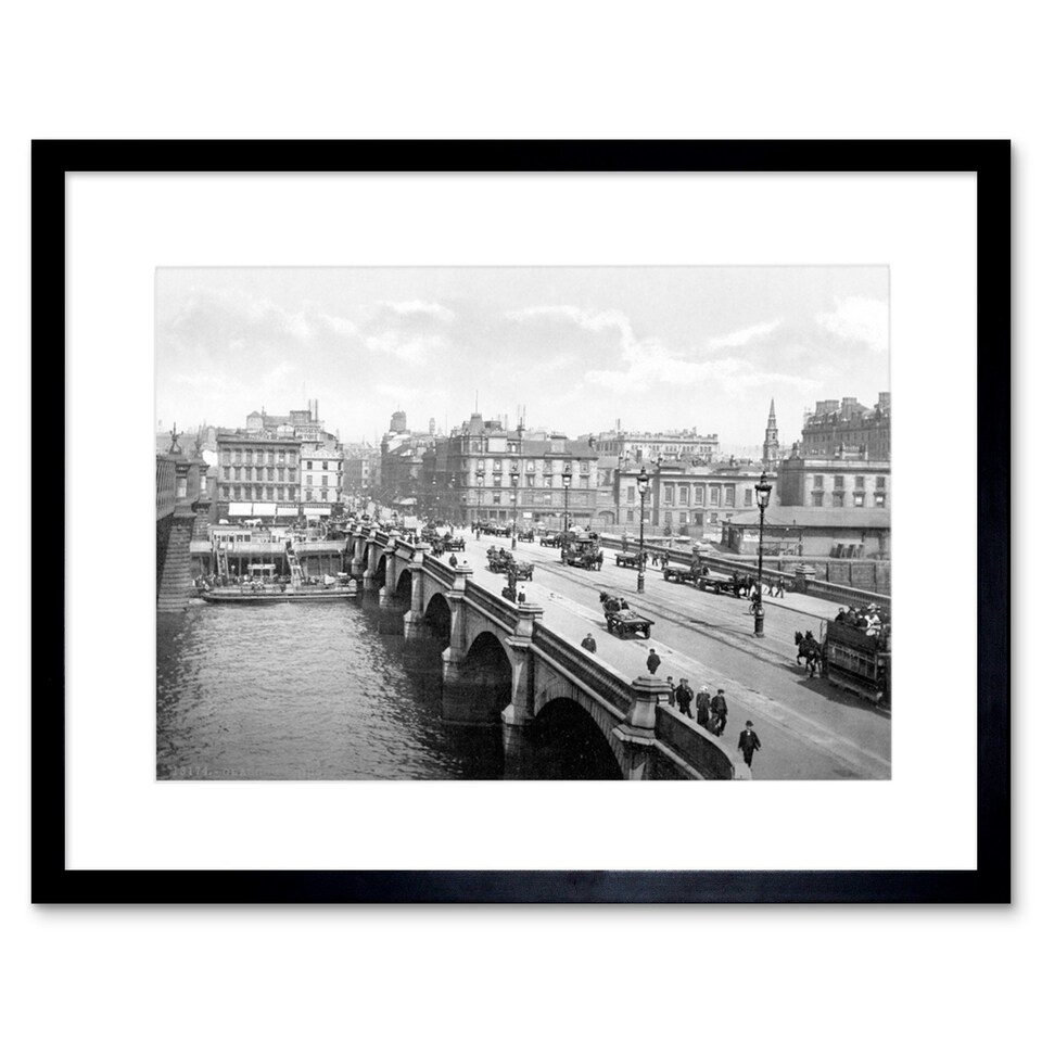 image 1 of Vintage Photo Glasgow Bridge Scotland 12x16" Framed Wall Art Print