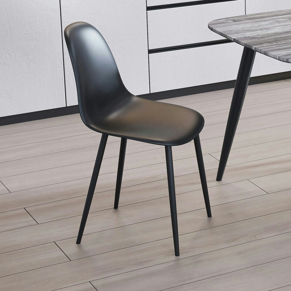 image 1 of Core Products Pair of Aspen Black Curve Chairs - Black Metal Legs Black