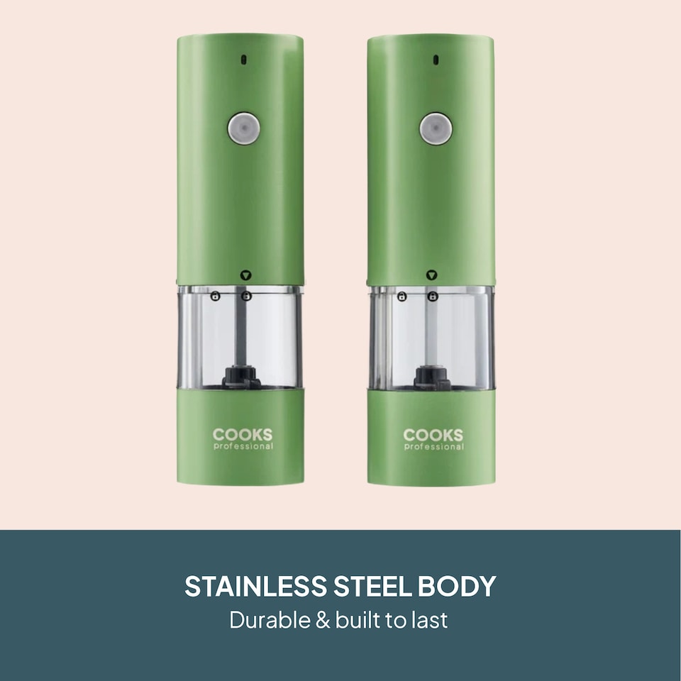 image 1 of Cooks Professional Rechargeable Salt and Pepper Mill Set with Bamboo Base