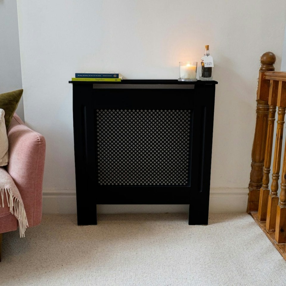 image 1 of Stylish MDF Diamond Black Radiator Cover - Small