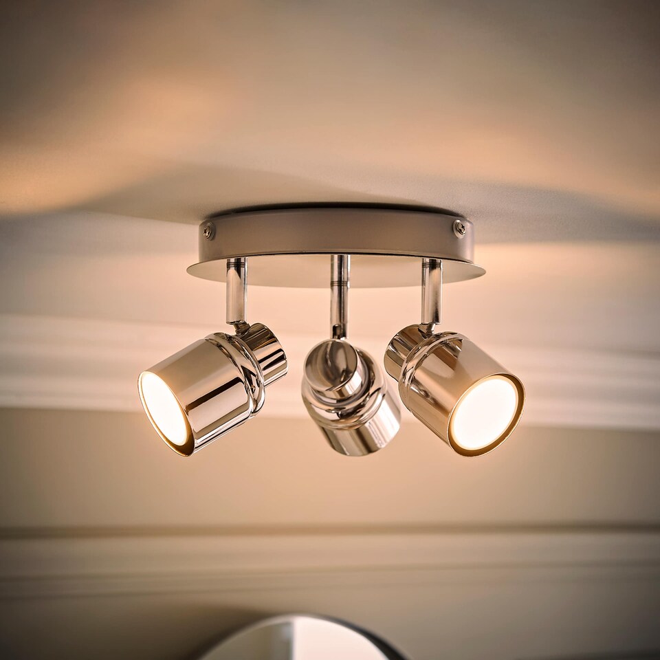 image 1 of ValueLights Benton Chrome IP44 Round Adjustable Ceiling Light | Chrome