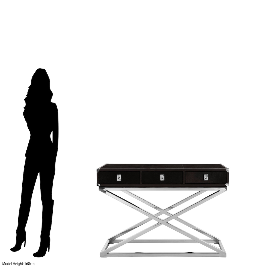 image 1 of Kensington Townhouse Hair On Hide 3 Drawer Console Table Black