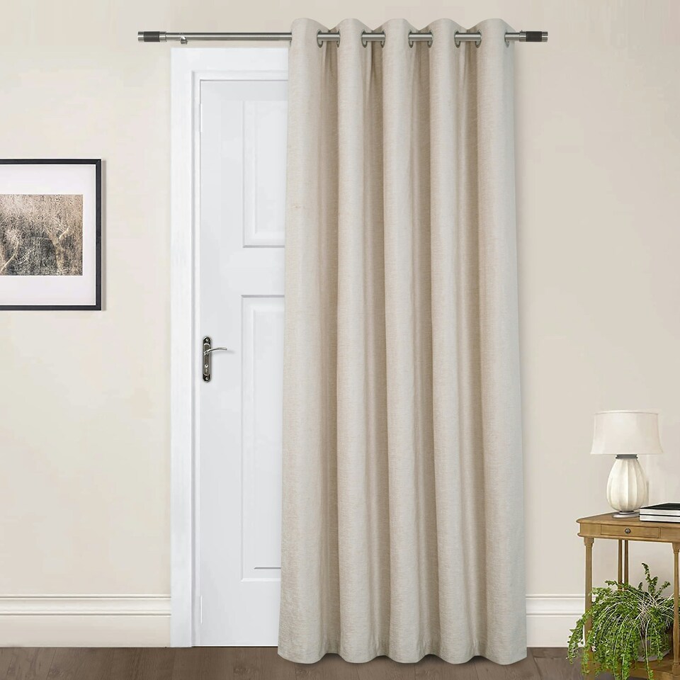 image 1 of Amberley Eyelet Thermal Door Curtain 66" x 84" - Natural