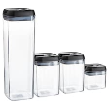 Argon Tableware 4 Piece Flip Lock Plastic Food Storage Containers Set - Black