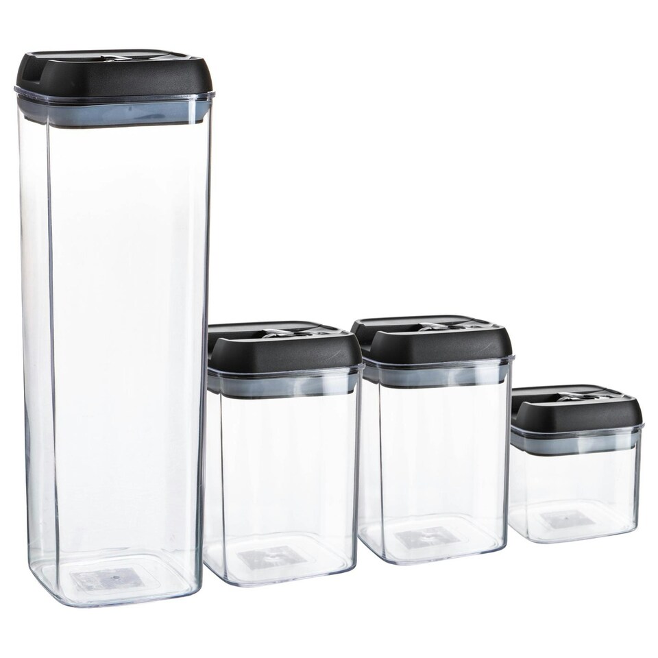 image 1 of Argon Tableware 4 Piece Flip Lock Plastic Food Storage Containers Set - Black