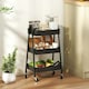 image 2 of HOMCOM 3-Tier Rolling Utility Cart Kitchen Storage Trolley on Wheels Black