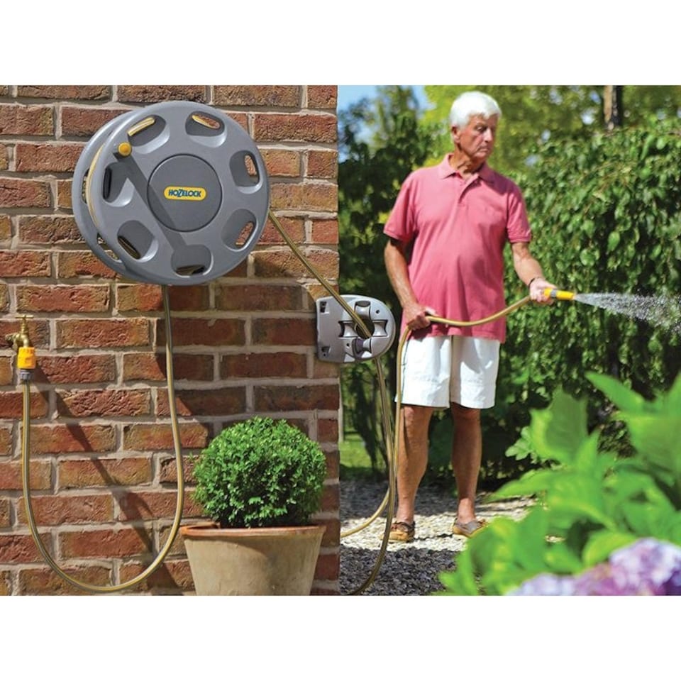 image 1 of Hozelock 2390 60m Wall Mounted Hose Reel Only - Multi Colour - One Size Multi