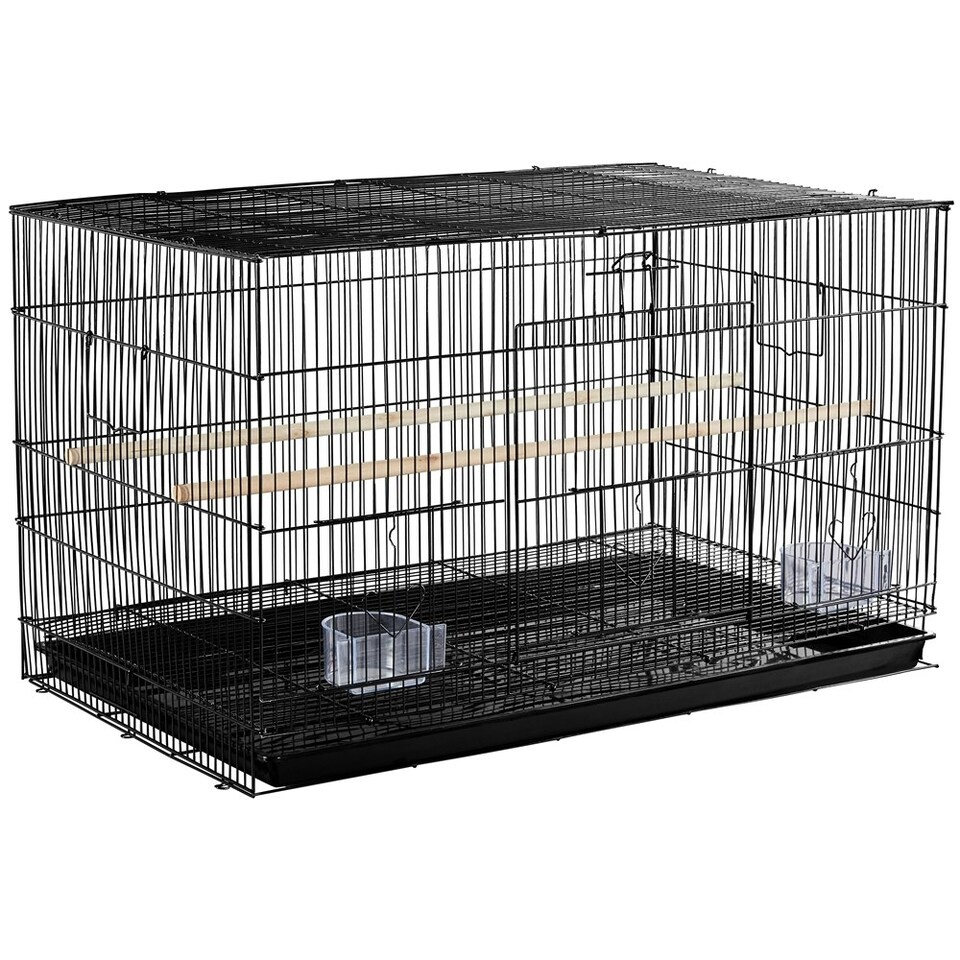 image 1 of Yaheetech 77.5 cm L x 46.5 cm W x 46 cm H Flight Cage w/ Slide-out Tray Black