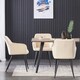 image 8 of Single Camden Modern Velvet Dining Chair with Armrests, Quilted Design & Black Metal Legs Cream